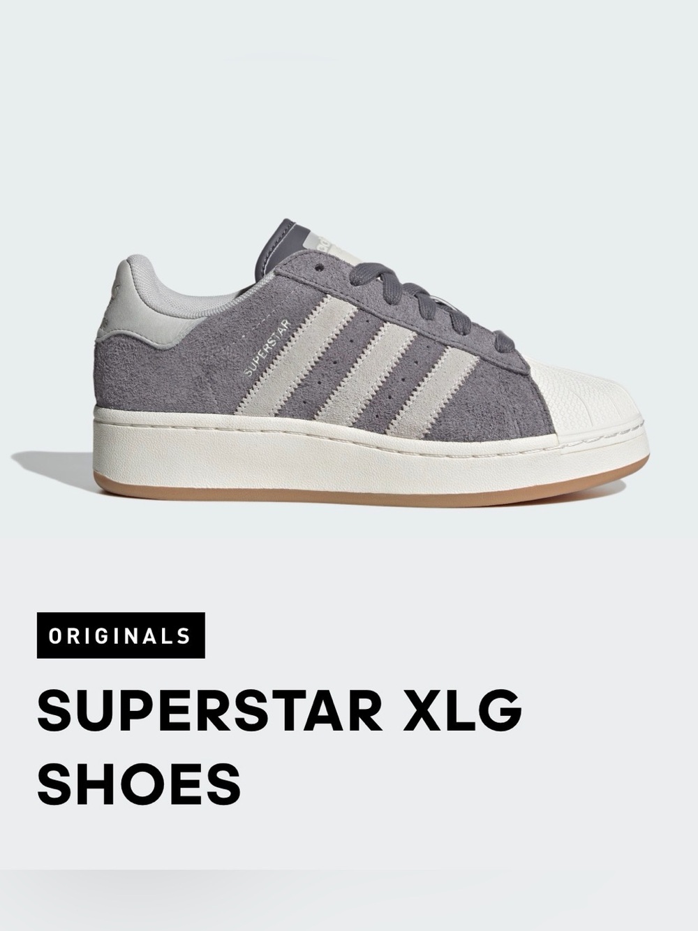 adidas Superstar XLG Suede Sneakers - Gray & Off-White